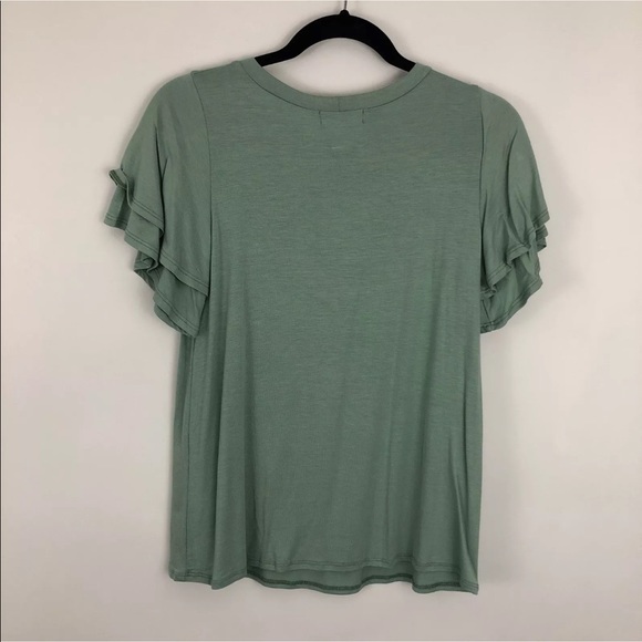 Amelia James Ruffle Sleeve Tee Sage Green - Picture 3 of 5